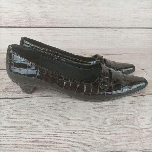 Ron Hommerson Womens Kitten Heels Size 8N Black Alligator Leather - Picture 3 of 7